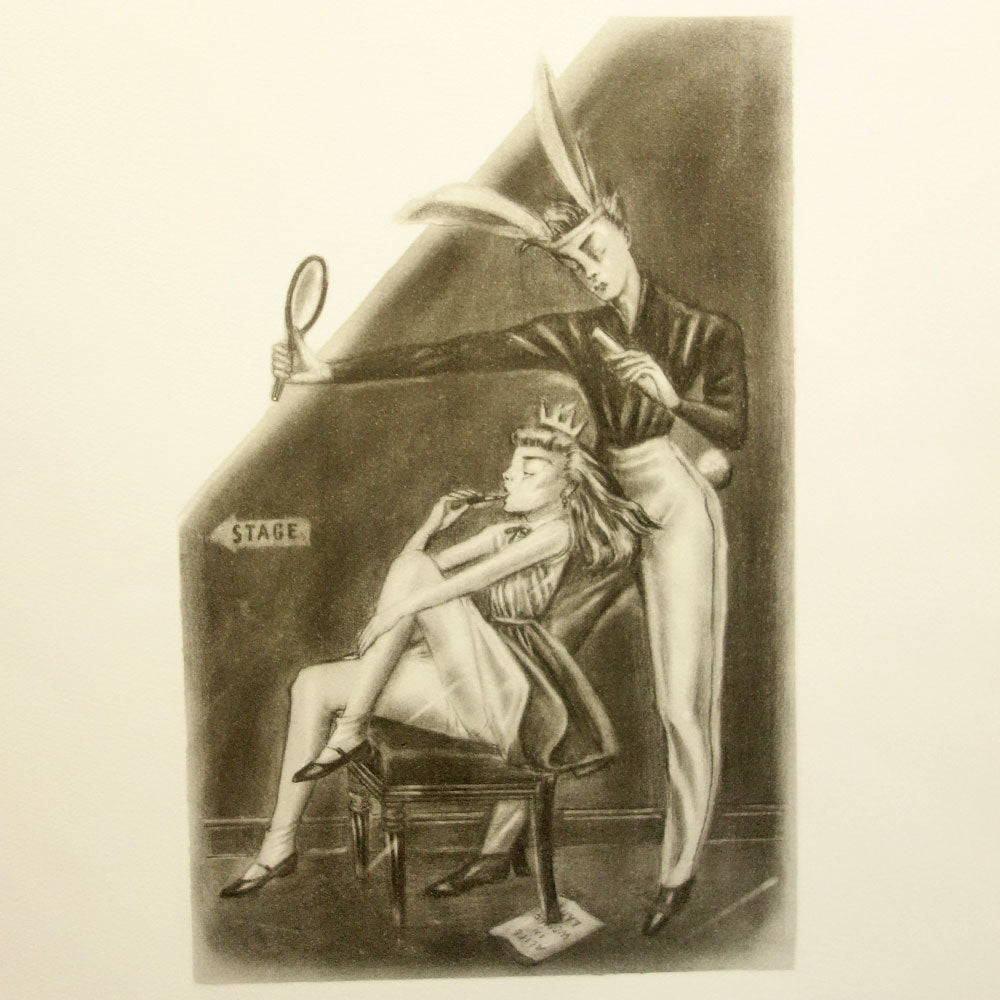 【金子國義】「アリスの夢」リトグラフ作品-1978年-　シートのみ　モノクロⅲ